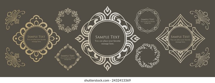 Fashionable frame. Design template. A set of gorgeous foreheads.