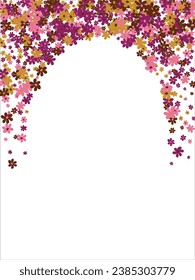 Fashionable frame of flowers. Spring background design, colorful bright flowers, decorative beautiful garden. Place for text. Design for postcard, invitation, web. Vector illustration