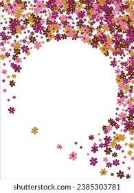 Fashionable frame of flowers. Spring background design, colorful bright flowers, decorative beautiful garden. Place for text. Design for postcard, invitation, web. Vector illustration