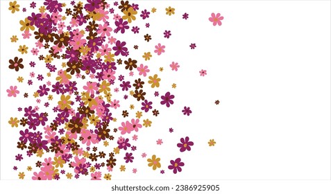 Fashionable frame of flowers. Spring background design, colorful bright flowers, decorative beautiful garden. Place for text. Design for postcard, invitation, web. Vector illustration