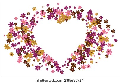 Fashionable frame of flowers. Spring background design, colorful bright flowers, decorative beautiful garden. Place for text. Design for postcard, invitation, web. Vector illustration