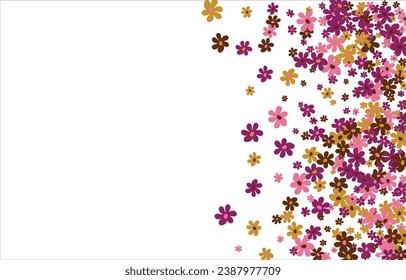 Fashionable frame of flowers. Spring background design, colorful bright flowers, decorative beautiful garden. Place for text. Design for postcard, invitation, web. Vector illustration