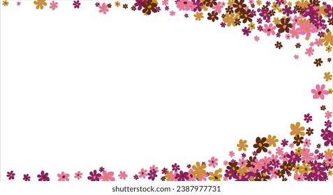 Modischer Rahmen von Blumen. Frühlingshintergrund Design, bunter, helle Blumen, dekorativer schöner Garten. Platz für Text. Design für Postkarte, Einladung, Web. Vektorgrafik