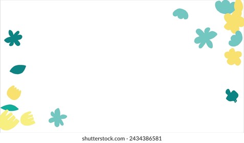 Fashionable frame of flowers. Spring background design, colorful bright flowers, decorative beautiful garden. Place for text. Design for postcard, invitation, web. Vector illustration