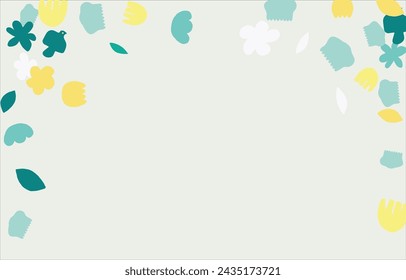 Fashionable frame of flowers. Spring background design, colorful bright flowers, decorative beautiful garden. Place for text. Design for postcard, invitation, web. Vector illustration