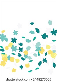 Fashionable frame of flowers. Spring background design, colorful bright flowers, decorative beautiful garden. Place for text. Design for postcard, invitation, web. Vector illustration