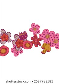 Fashionable frame of flowers. Spring background design, colorful bright flowers, decorative beautiful garden. Place for text. Design for postcard, invitation, web. Vector illustration