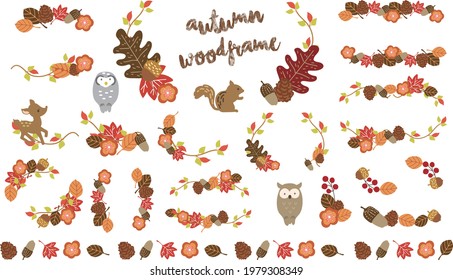 Fashionable frame set of autumn leaves