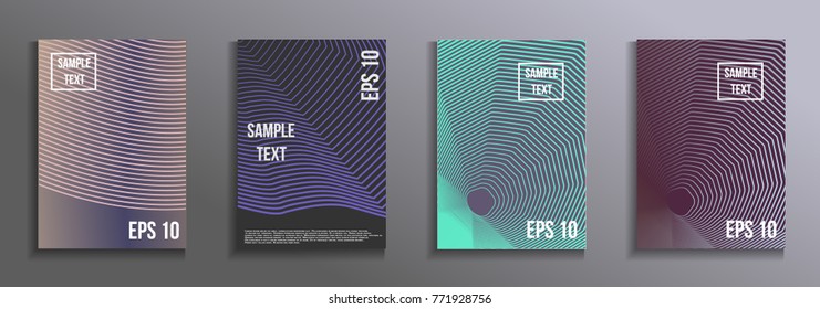 Fashionable futuristic design. Set of modern rectangular objects from abstract lines. Creative background colors. Design for the design of business brochures, banners, posters.