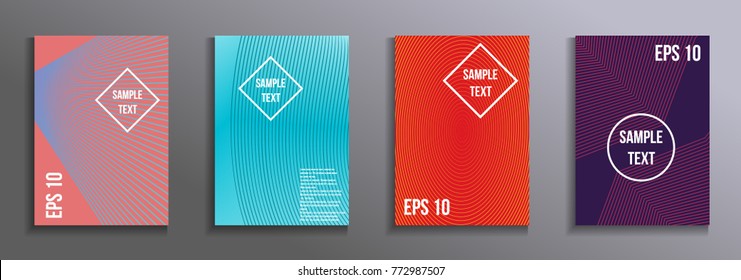 Fashionable futuristic design. Set of modern rectangular objects from abstract lines. Creative background colors. Design for the design of business brochures, banners, posters.