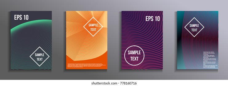 Fashionable futuristic design. Set of modern rectangular objects from abstract lines. Creative background colors. Design for the design of business brochures, banners, posters.