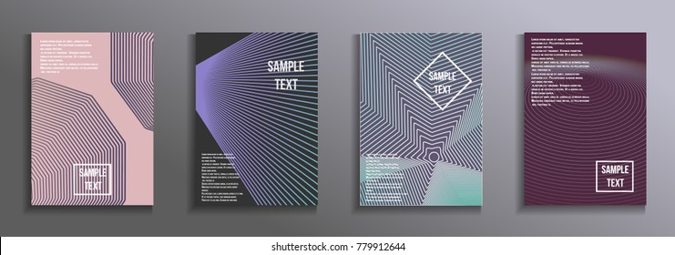 Fashionable futuristic design. Set of modern rectangular objects from abstract lines. Creative background colors. Design for the design of business brochures, banners, posters.