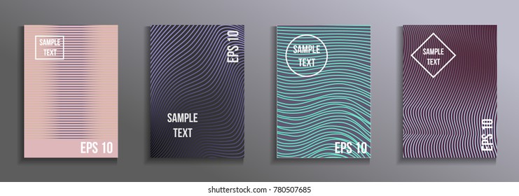 Fashionable futuristic design. Set of modern rectangular objects from abstract lines. Creative background colors. Design for the design of business brochures, banners, posters.