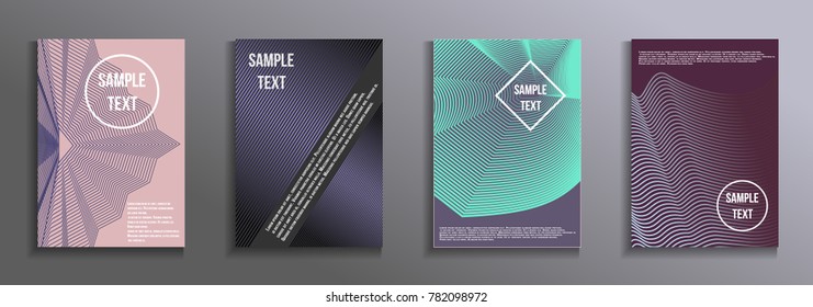 Fashionable futuristic design. Set of modern rectangular objects from abstract lines. Creative background colors. Design for the design of business brochures, banners, posters.