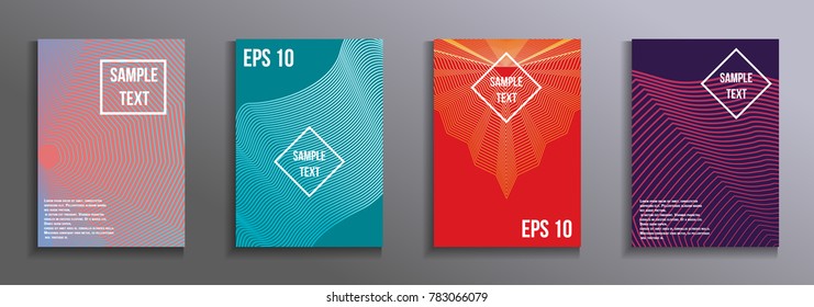 Fashionable futuristic design. Set of modern rectangular objects from abstract lines. Creative background colors. Design for the design of business brochures, banners, posters.