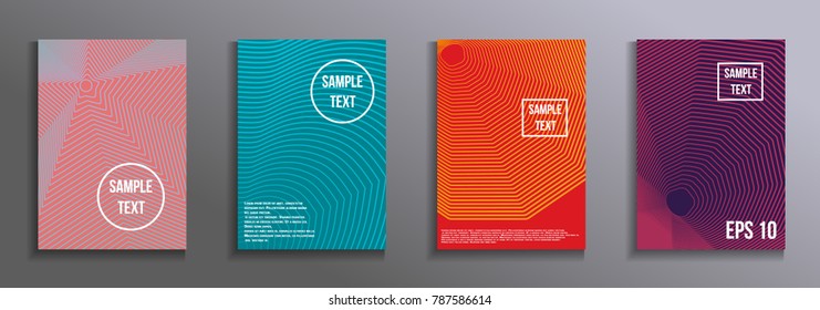 Fashionable futuristic design. Set of modern rectangular objects from abstract lines. Creative background colors. Design for the design of business brochures, banners, posters.