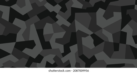 Fashionable geometric camouflage pattern. Stylish military print for fabric seamless background. Urban camo black texture. Vector textile graphics