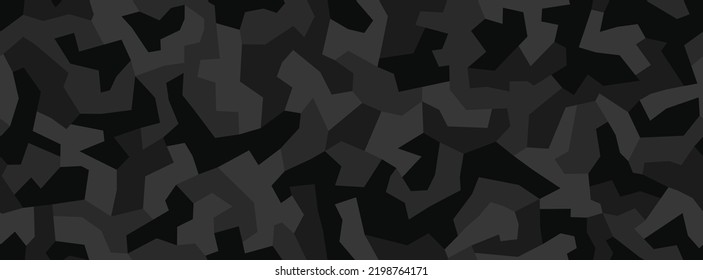 Fashionable geometric camouflage pattern. Stylish military print for fabric seamless background. Urban camo black texture. Vector textile graphics svg