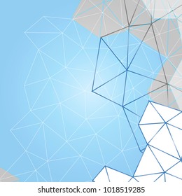 Fashionable geometric pattern of triangles in blue tones.