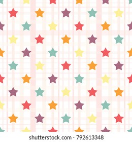 Fashionable geometric seamless pattern. Multicolored stars.