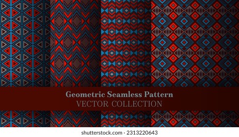 Fashionable geometrical rhombus seamless pattern collection. Scottish motif ethnic patterns. Rhombus element geometric vector repeating ornament package. Cover background templates.