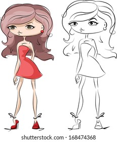 ?artoon fashionable girl