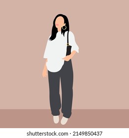 Fashionable girl on a dark pink background