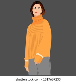 
fashionable girl posing for magazine in fashionable clothes, model