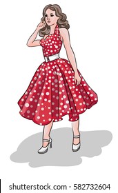 Fashionable girl - Retro Clip Art