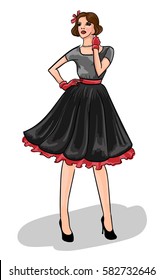 Fashionable girl - Retro Clip Art