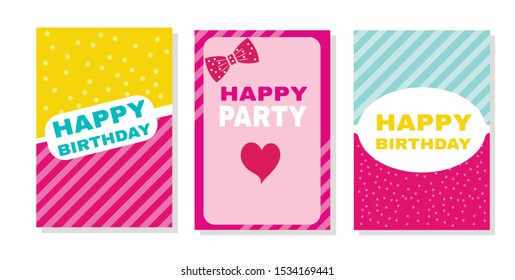 Fashionable girls birthday invitation. Vector hand drawn illustration. 