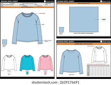FASHIONABLE GIRLS FULL SLEEVE EDITABLE EMPTY TECHPACK MEASUREMENT TEMPLATE