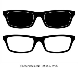 Fashionable glasses frame, eyeglasses silhouette. Eyeglasses flat icon for app or website. Vector illustration of hipster style glasses. Set of Different glasses frames