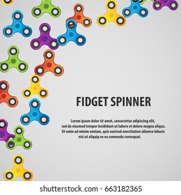 Fashionable greeting card with fidget spinner text info. Fidget spinner fashion illustration