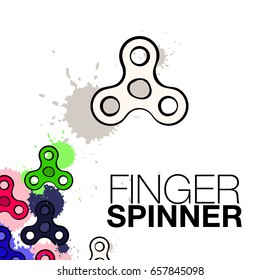 Fashionable greeting card with finger spinner text info. Finger spinner hand drawn fashion illustration.