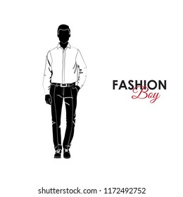 Fashionable guy. Fashion. Silhouette of a guy. The guy in a business suit