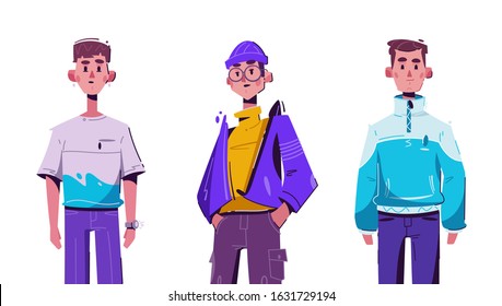 Fashionable guy. Model character design. Cartoon vector flat illustration. Fashion and youth concept