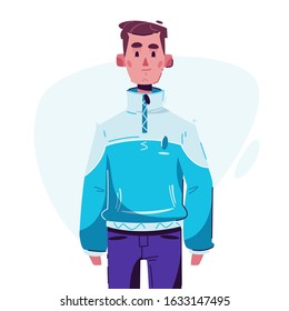Fashionable guy. Model character design. Cartoon vector flat illustration. Fashion and youth concept