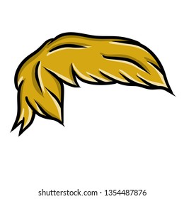 Fashionable hairstyle men blonde. Yellow hair on the face. An element of the top of the head like Donald Trump. Beautiful hand drawn haircut.