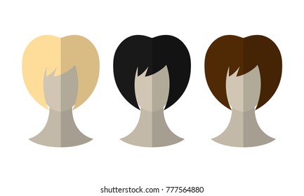 Fashionable hairstyle. Wig for beauty salon. Flat icon or object on a white background. Vector