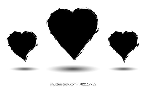 Fashionable heart shape for love symbols. Grunge stylish badges at home. Vector EPS 10 isolated.