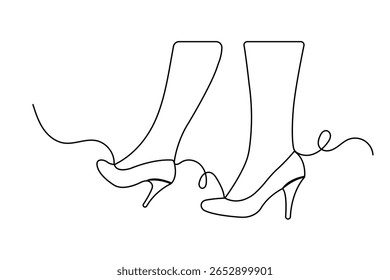 Contorno de sapato de salto alto na moda em minimalista um estilo de linha ícone isolado ilustração