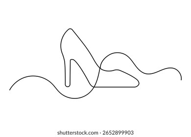 Contorno de sapato de salto alto na moda em minimalista um estilo de linha ícone isolado ilustração