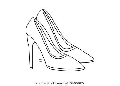 Contorno de sapato de salto alto na moda em minimalista um estilo de linha ícone isolado ilustração