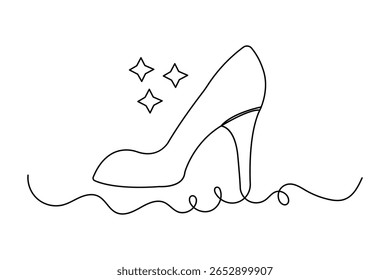 Contorno de sapato de salto alto na moda em minimalista um estilo de linha ícone isolado ilustração