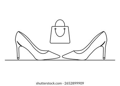 Contorno de sapato de salto alto na moda em minimalista um estilo de linha ícone isolado ilustração