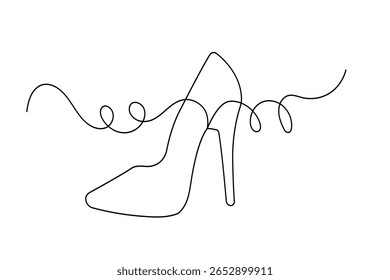 Contorno de sapato de salto alto na moda em minimalista um estilo de linha ícone isolado ilustração