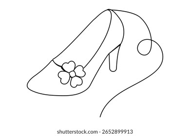 Contorno de sapato de salto alto na moda em minimalista um estilo de linha ícone isolado ilustração