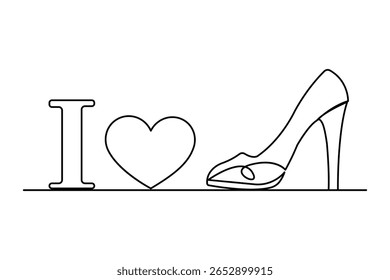 Contorno de sapato de salto alto na moda em minimalista um estilo de linha ícone isolado ilustração