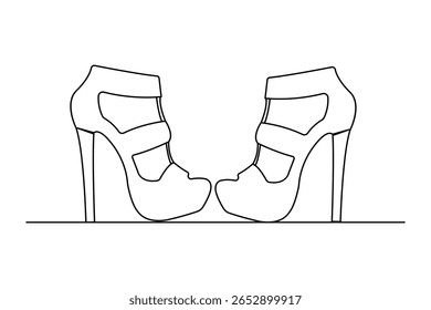 Contorno de sapato de salto alto na moda em minimalista um estilo de linha ícone isolado ilustração